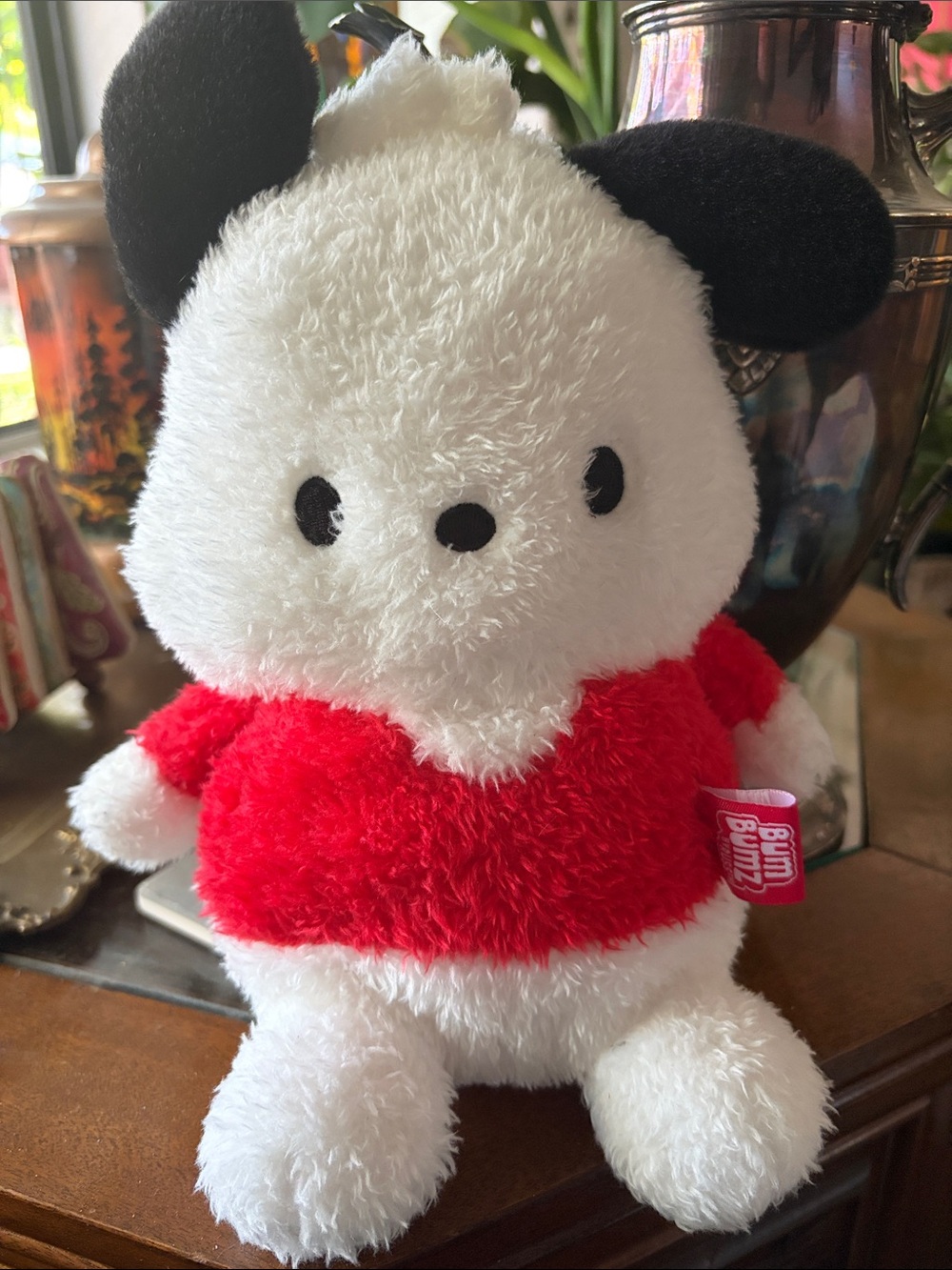 Sanrio Plushy dog in White, Red & Black